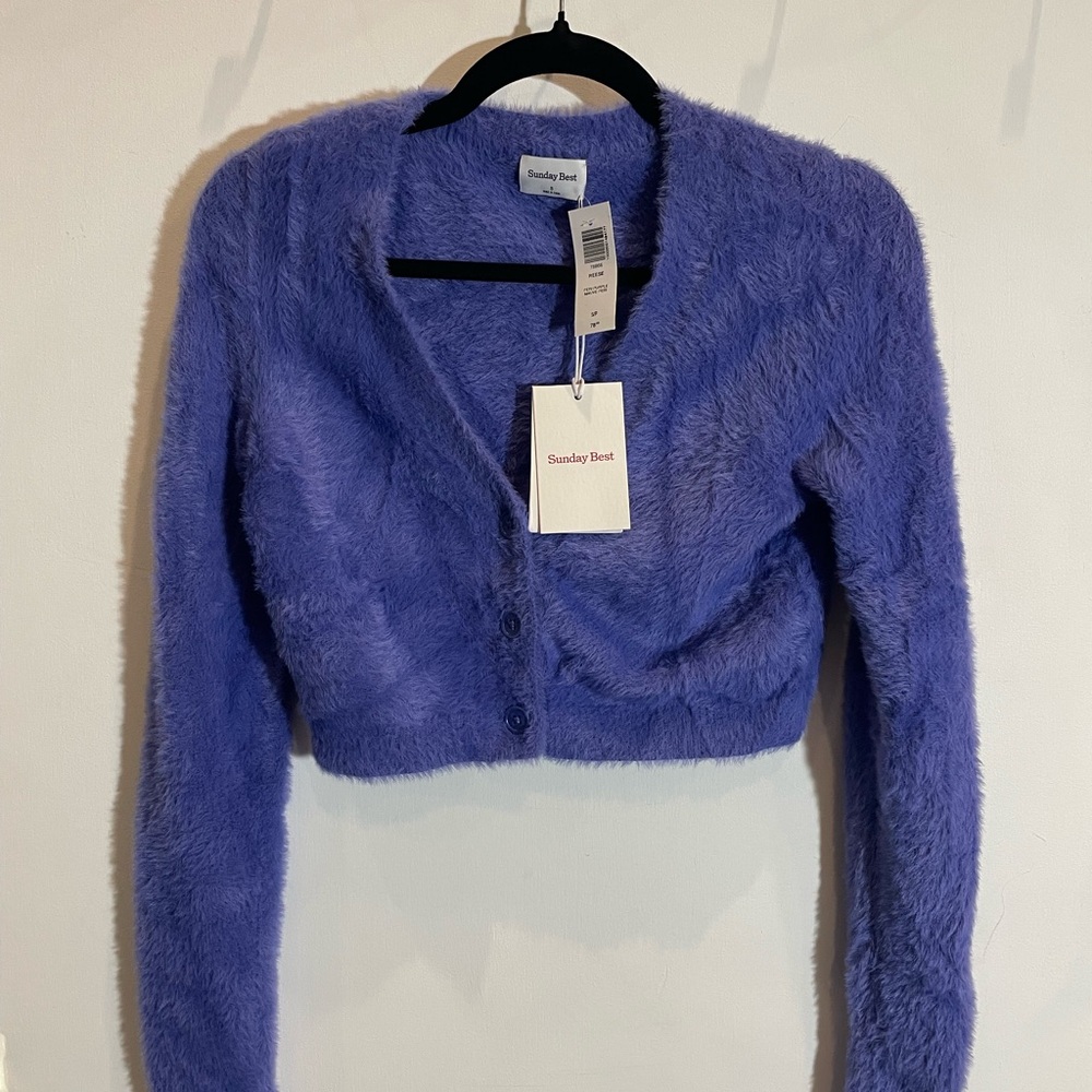 Sunday Best Plush Blue Fluffy Cardigan
